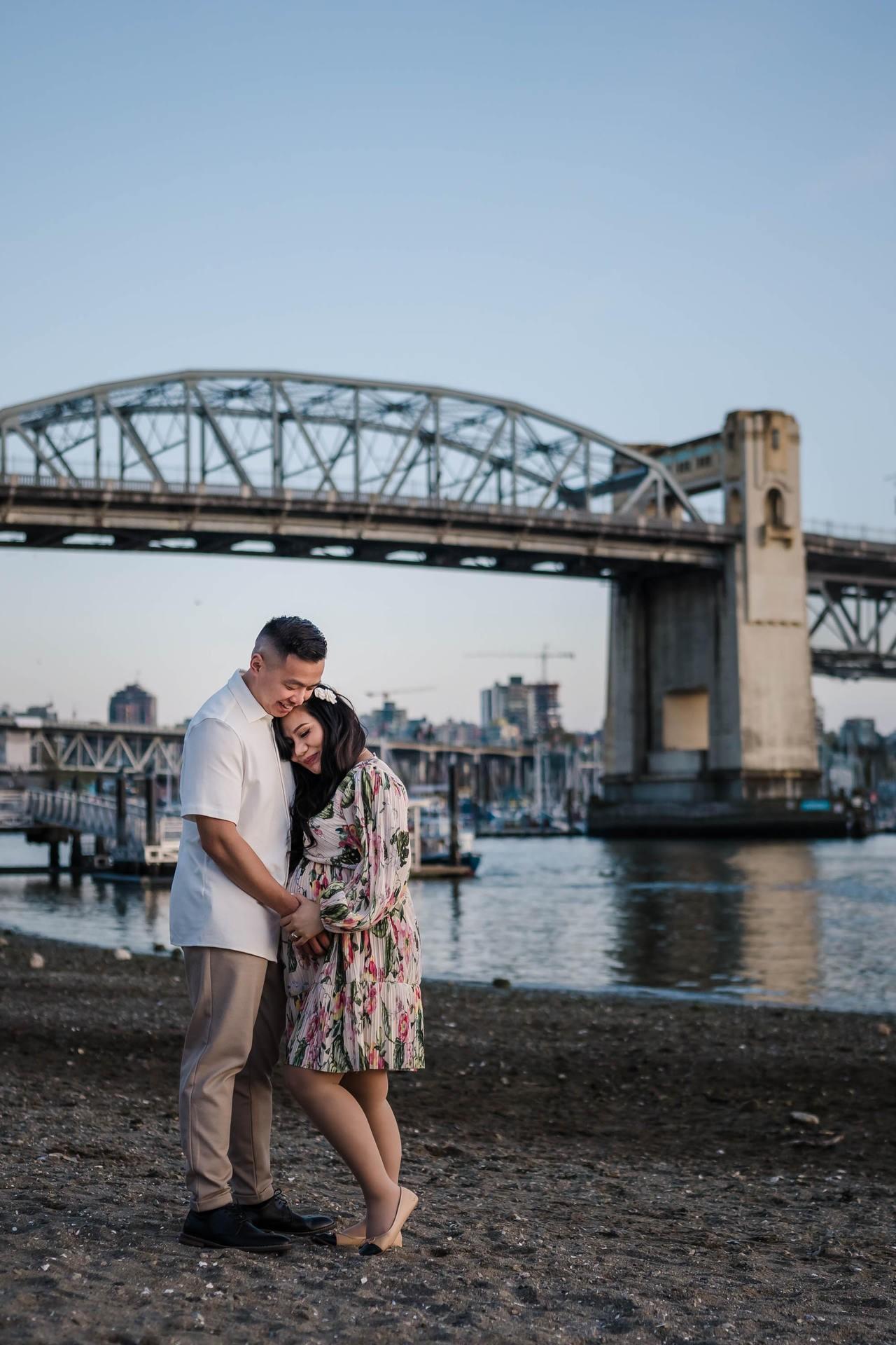Downtown Vancouver Prenatal Photoshoot at Sunset Beach with Rose & Hoang