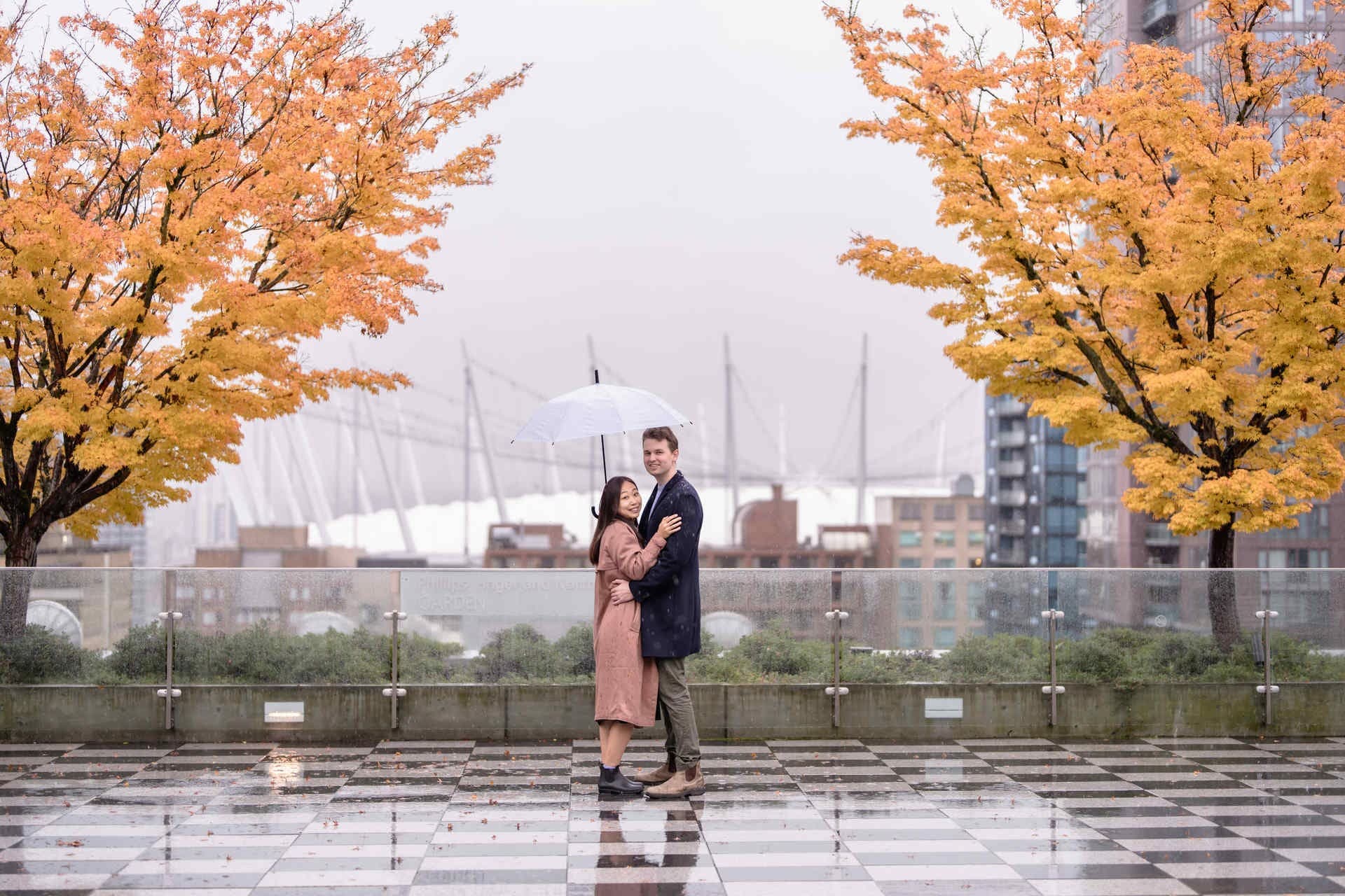 Vancouver Rainy Engagement Photoshoot at Downtown Public Library
