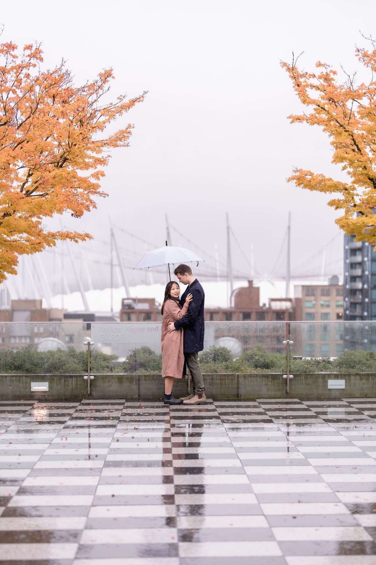 Vancouver Rainy Engagement Photoshoot at Downtown Public Library